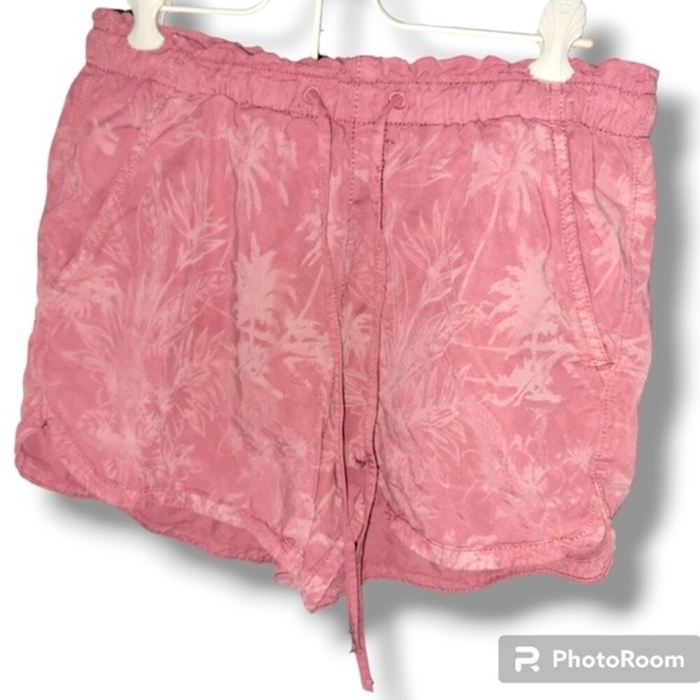 American Eagle AE 100% Lyocell Pink Palm Tree Hi Rise Shorts Barbie Barbiecore S